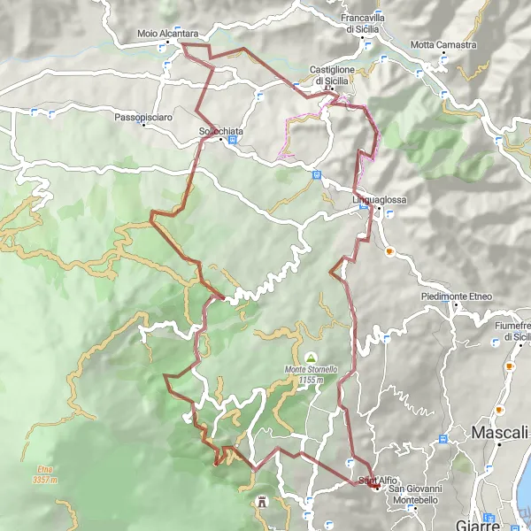 Map miniature of "Gravel Adventure: Monte Cerasa and Beyond" cycling inspiration in Sicilia, Italy. Generated by Tarmacs.app cycling route planner