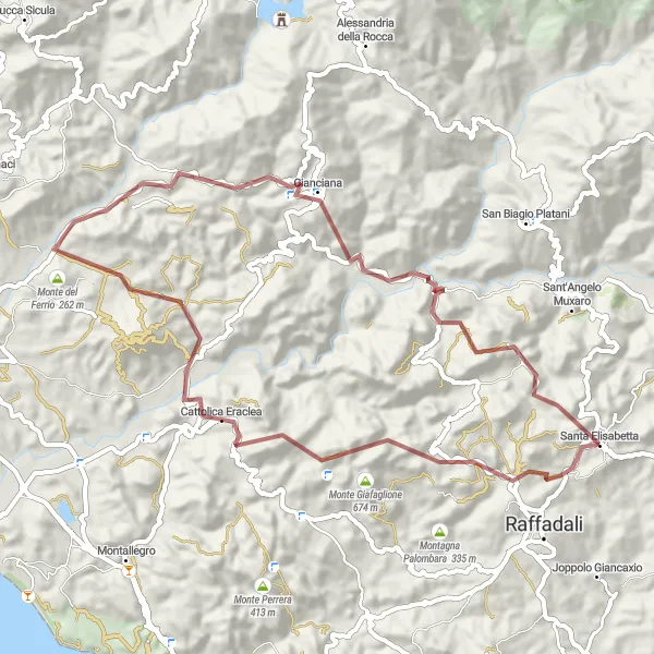 Miniatura della mappa di ispirazione al ciclismo "Gravel delle Colline del Medio Modica" nella regione di Sicilia, Italy. Generata da Tarmacs.app, pianificatore di rotte ciclistiche