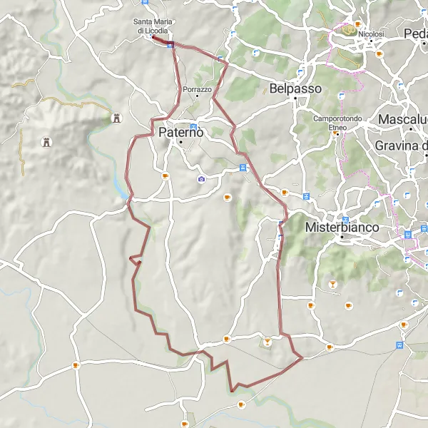 Map miniature of "The Norman Castle Expedition" cycling inspiration in Sicilia, Italy. Generated by Tarmacs.app cycling route planner