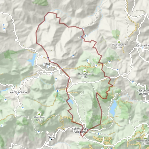 Miniatura della mappa di ispirazione al ciclismo "Giro in bici da Santo Stefano Quisquina a Monte San Calogero" nella regione di Sicilia, Italy. Generata da Tarmacs.app, pianificatore di rotte ciclistiche