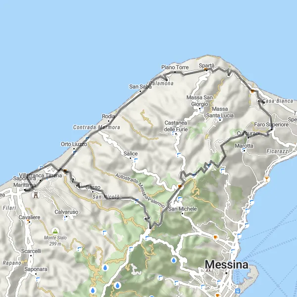 Map miniature of "Mountainous Adventure Escape" cycling inspiration in Sicilia, Italy. Generated by Tarmacs.app cycling route planner