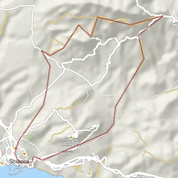 Map miniature of "Sciacca Gravel Adventure" cycling inspiration in Sicilia, Italy. Generated by Tarmacs.app cycling route planner