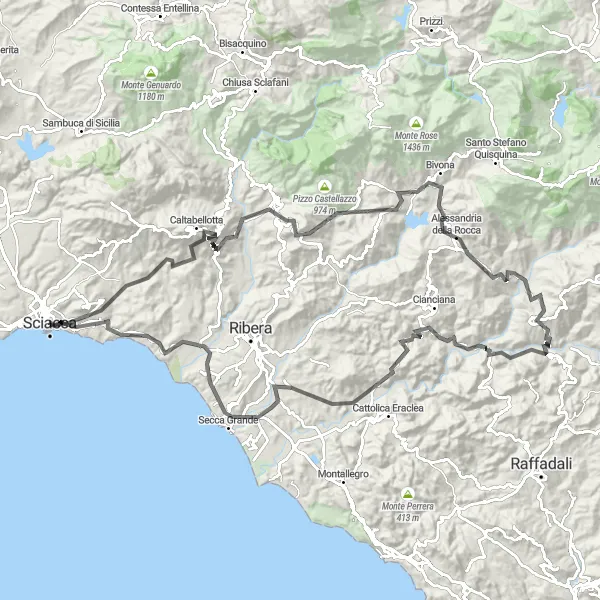 Map miniature of "Sicilian Hills Challenge" cycling inspiration in Sicilia, Italy. Generated by Tarmacs.app cycling route planner