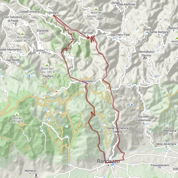 Map miniature of "Explore Floresta on a Gravel Cycling Adventure" cycling inspiration in Sicilia, Italy. Generated by Tarmacs.app cycling route planner