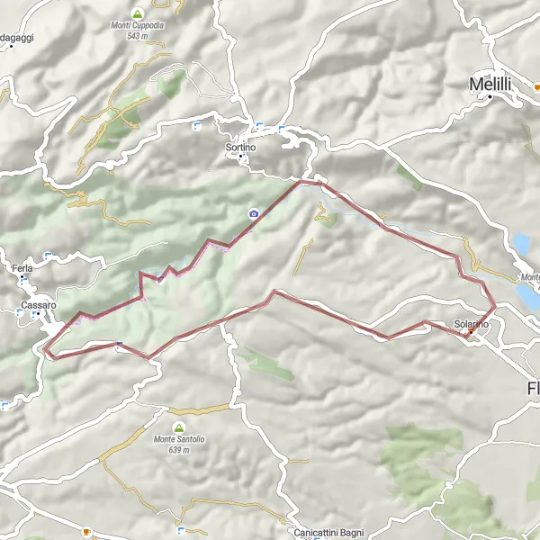 Miniatura della mappa di ispirazione al ciclismo "Tour del Belverde" nella regione di Sicilia, Italy. Generata da Tarmacs.app, pianificatore di rotte ciclistiche