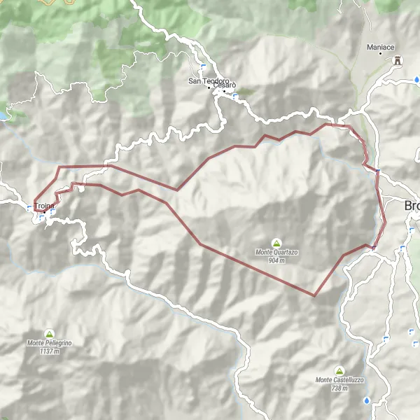 Map miniature of "Sicilian Gravel Adventure" cycling inspiration in Sicilia, Italy. Generated by Tarmacs.app cycling route planner