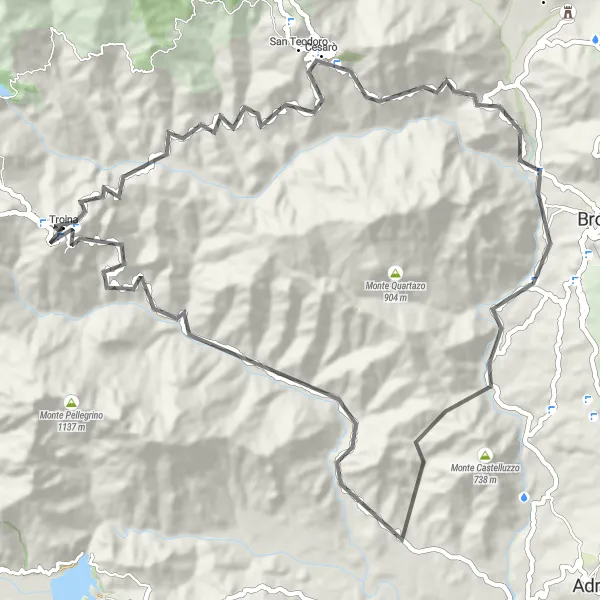 Map miniature of "Troina Loop" cycling inspiration in Sicilia, Italy. Generated by Tarmacs.app cycling route planner