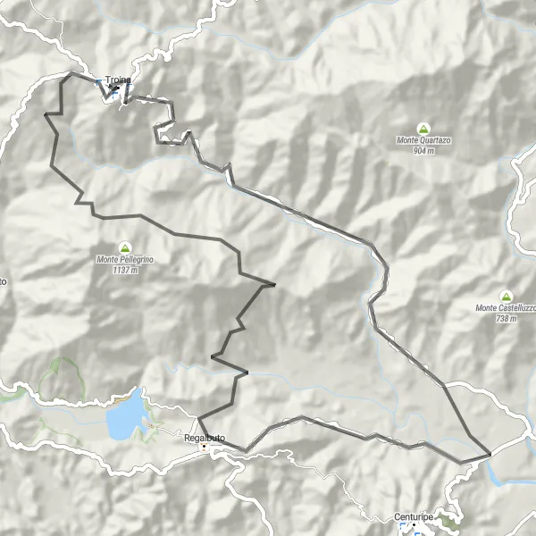 Map miniature of "Troina Montaniz Area" cycling inspiration in Sicilia, Italy. Generated by Tarmacs.app cycling route planner