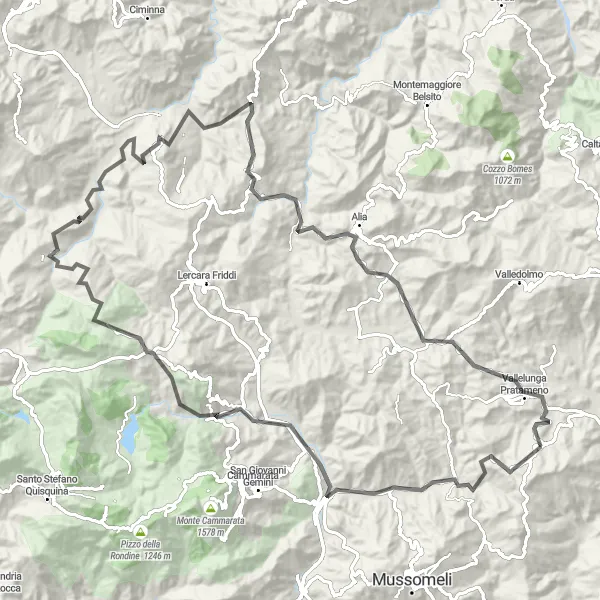 Map miniature of "Villalba to Alia: Discovering the Mountains" cycling inspiration in Sicilia, Italy. Generated by Tarmacs.app cycling route planner