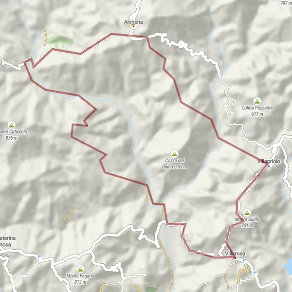 Miniatura della mappa di ispirazione al ciclismo "Monte Acquasanta and Alimena Gravel Route" nella regione di Sicilia, Italy. Generata da Tarmacs.app, pianificatore di rotte ciclistiche