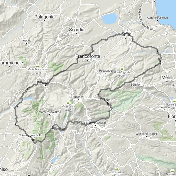 Map miniature of "Amalfi Coast Ride" cycling inspiration in Sicilia, Italy. Generated by Tarmacs.app cycling route planner