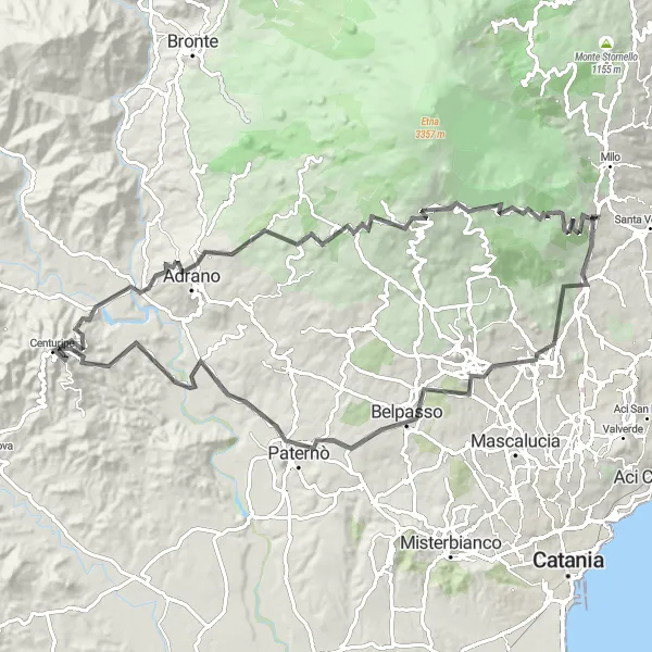 Map miniature of "Spectacular Road Cycling Adventure" cycling inspiration in Sicilia, Italy. Generated by Tarmacs.app cycling route planner