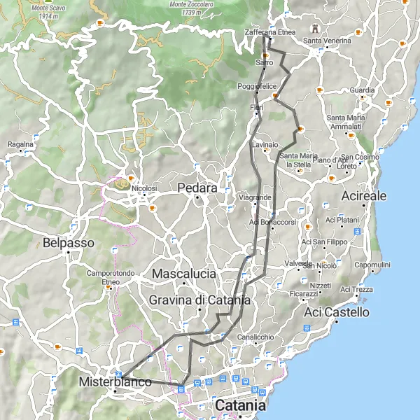 Map miniature of "Scenic Road Cycling Loop" cycling inspiration in Sicilia, Italy. Generated by Tarmacs.app cycling route planner