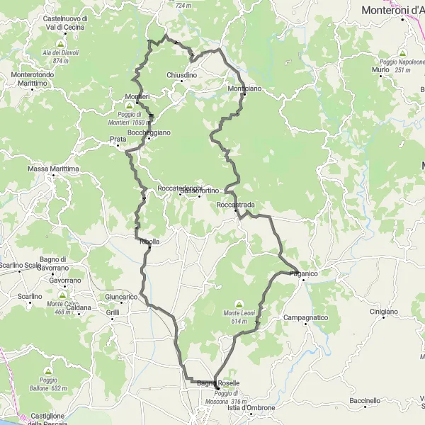 Miniatura mapy "Wspinanie się przez wzgórza" - trasy rowerowej w Toscana, Italy. Wygenerowane przez planer tras rowerowych Tarmacs.app