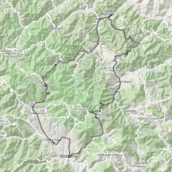 Mapa miniatúra "Panoramatický cyklistický okruh Toskánskem" cyklistická inšpirácia v Toscana, Italy. Vygenerované cyklistickým plánovačom trás Tarmacs.app