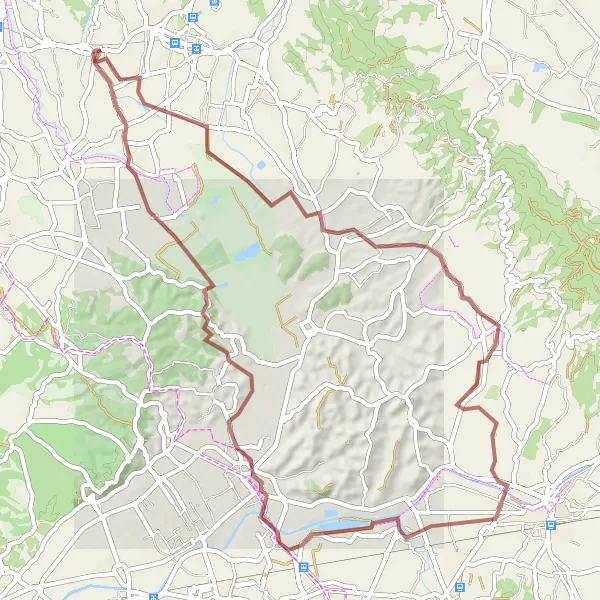 Mapa miniatúra "Gravelový výlet kolem Vinci" cyklistická inšpirácia v Toscana, Italy. Vygenerované cyklistickým plánovačom trás Tarmacs.app