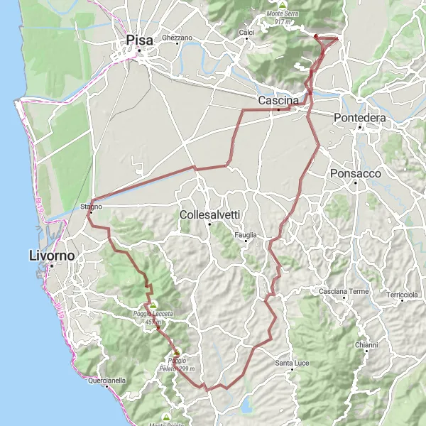 Miniaturní mapa "Okruh Monte Roncali" inspirace pro cyklisty v oblasti Toscana, Italy. Vytvořeno pomocí plánovače tras Tarmacs.app