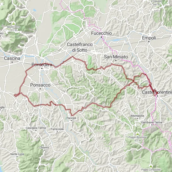 Map miniature of "Classic Gravel Adventure" cycling inspiration in Toscana, Italy. Generated by Tarmacs.app cycling route planner