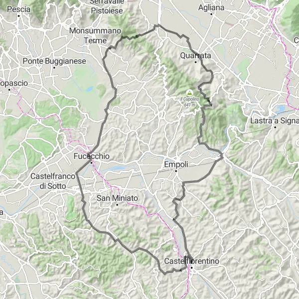 Map miniature of "Road Cycling Paradise" cycling inspiration in Toscana, Italy. Generated by Tarmacs.app cycling route planner