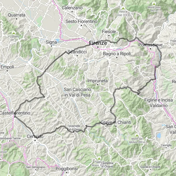 Map miniature of "The Ultimate Road Adventure" cycling inspiration in Toscana, Italy. Generated by Tarmacs.app cycling route planner