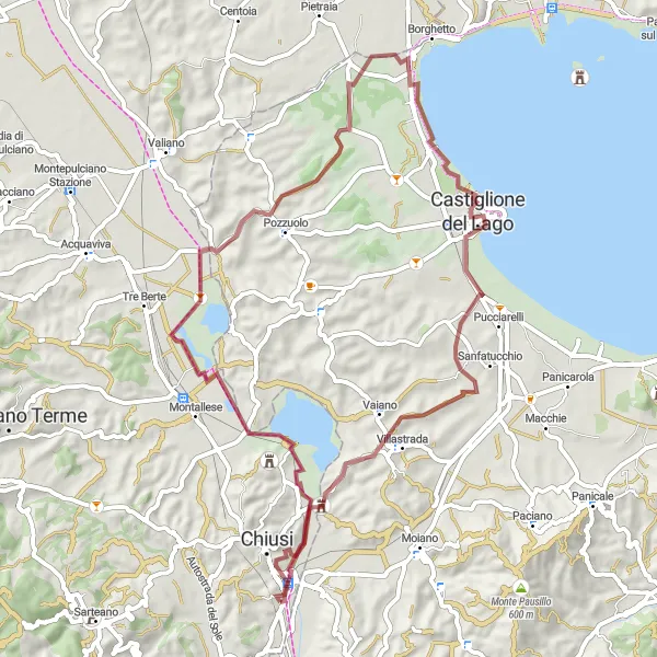 Miniatua del mapa de inspiración ciclista "Ruta de Grava Pozzuolo" en Toscana, Italy. Generado por Tarmacs.app planificador de rutas ciclistas