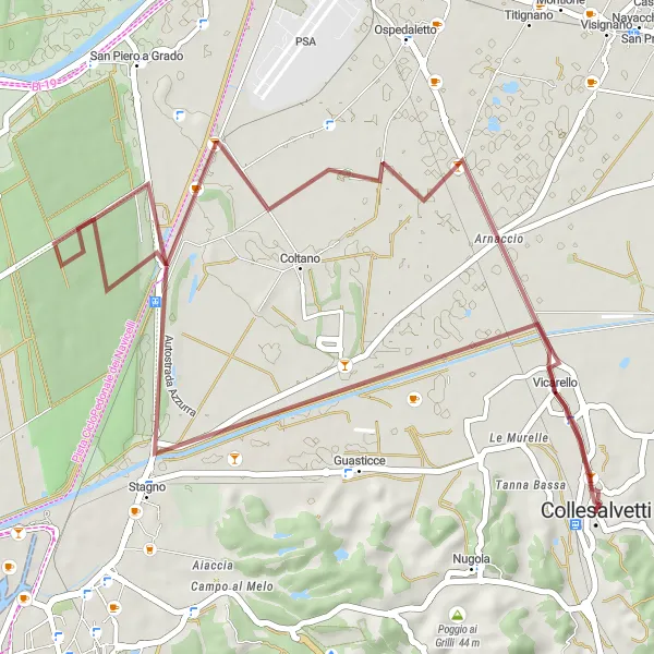 Mapa miniatúra "Gravelová trasa cez Stagno a Arnaccio" cyklistická inšpirácia v Toscana, Italy. Vygenerované cyklistickým plánovačom trás Tarmacs.app