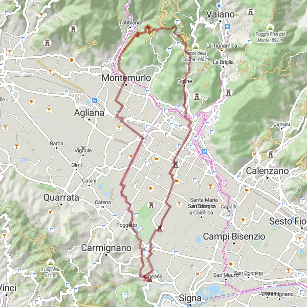 Miniatua del mapa de inspiración ciclista "Descubre la belleza natural de Toscana en Monte Javello" en Toscana, Italy. Generado por Tarmacs.app planificador de rutas ciclistas