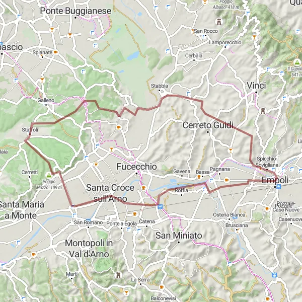 Miniatuurkaart van de fietsinspiratie "Rondrit langs Roffia en Cerreto Guidi" in Toscana, Italy. Gemaakt door de Tarmacs.app fietsrouteplanner
