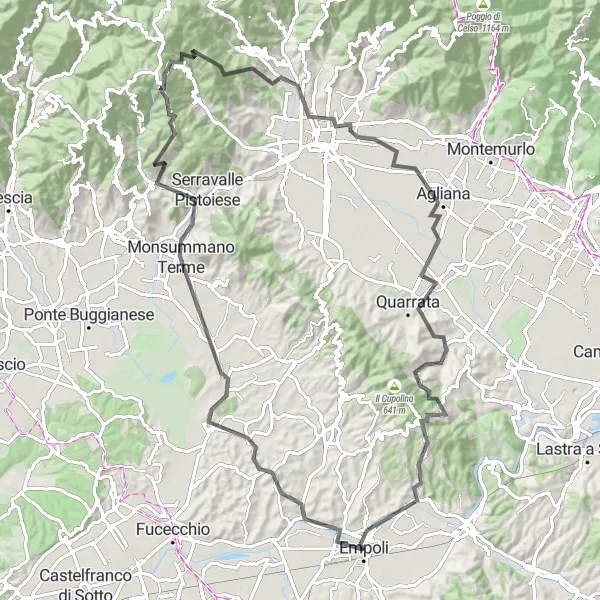 Miniatuurkaart van de fietsinspiratie "Ultieme fietsuitdaging door de heuvels van Toscane" in Toscana, Italy. Gemaakt door de Tarmacs.app fietsrouteplanner