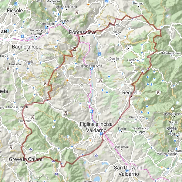 Map miniature of "Chianti Gravel Challenge" cycling inspiration in Toscana, Italy. Generated by Tarmacs.app cycling route planner