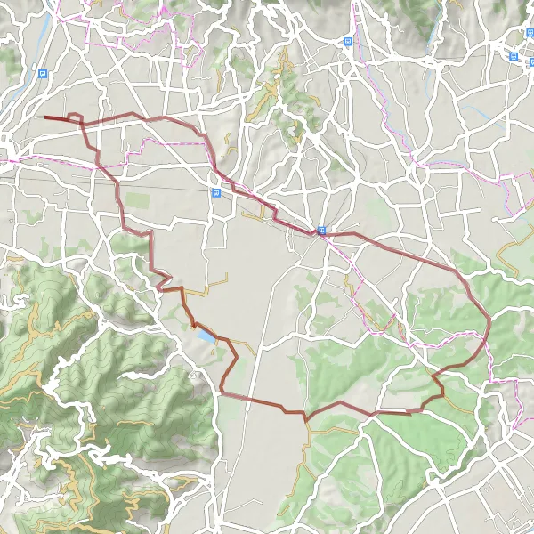 Miniature de la carte de l'inspiration cycliste "Circuit des villages médiévaux de Toscane" dans la Toscana, Italy. Générée par le planificateur d'itinéraire cycliste Tarmacs.app