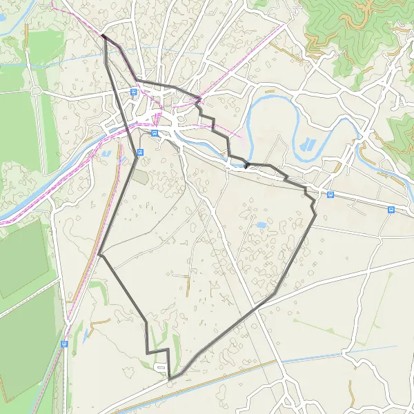 Miniatua del mapa de inspiración ciclista "Ruta en Carretera de Montione" en Toscana, Italy. Generado por Tarmacs.app planificador de rutas ciclistas