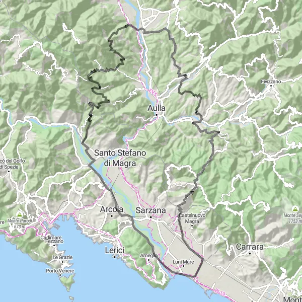 Miniatura mapy "Trasa rowerowa Marina di Carrara - Caniparola" - trasy rowerowej w Toscana, Italy. Wygenerowane przez planer tras rowerowych Tarmacs.app