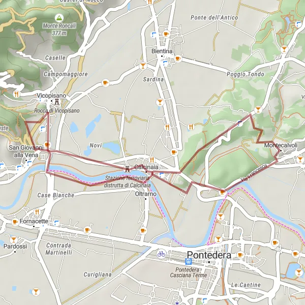Miniatura mapy "Trasa przez Calcinaia, Monte Castellare i Santa Colomba (Toskania, Włochy)" - trasy rowerowej w Toscana, Italy. Wygenerowane przez planer tras rowerowych Tarmacs.app