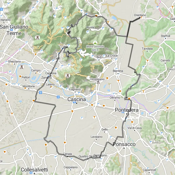 Miniatuurkaart van de fietsinspiratie "Wegroute van La Borra naar Monte Cucco" in Toscana, Italy. Gemaakt door de Tarmacs.app fietsrouteplanner