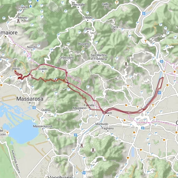 Map miniature of "Gravel Adventure" cycling inspiration in Toscana, Italy. Generated by Tarmacs.app cycling route planner