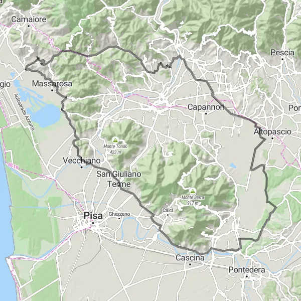 Miniatuurkaart van de fietsinspiratie "Valpromaro naar Stiava-weg" in Toscana, Italy. Gemaakt door de Tarmacs.app fietsrouteplanner