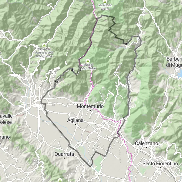 Kartminiatyr av "Toft og natur i Toscana" sykkelinspirasjon i Toscana, Italy. Generert av Tarmacs.app sykkelrutoplanlegger