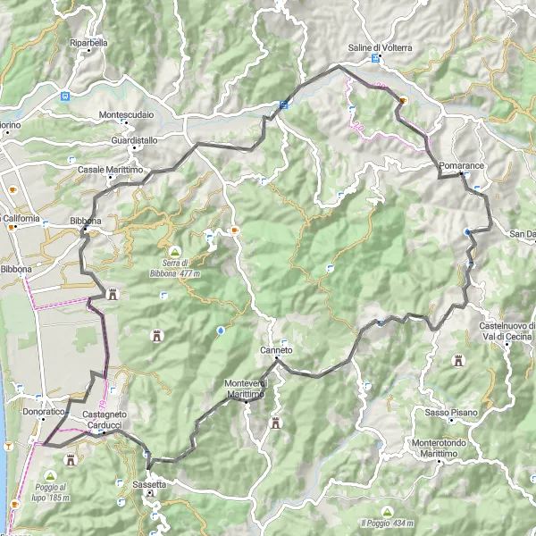 Miniatuurkaart van de fietsinspiratie "Toscana in Zicht: Kunst en Natuurwonderen met de Fiets" in Toscana, Italy. Gemaakt door de Tarmacs.app fietsrouteplanner