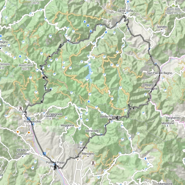 Miniatua del mapa de inspiración ciclista "Desafiante ruta de ciclismo en carretera por las colinas de Toscana" en Toscana, Italy. Generado por Tarmacs.app planificador de rutas ciclistas