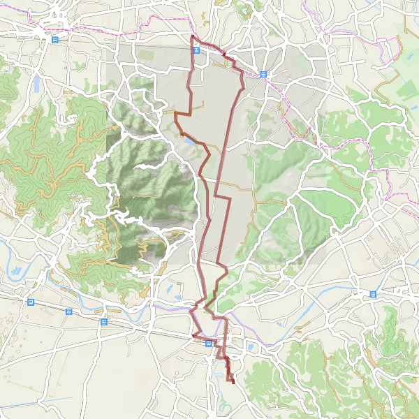 Zemljevid v pomanjšavi "Gravel route from Porcari" kolesarske inspiracije v Toscana, Italy. Generirano z načrtovalcem kolesarskih poti Tarmacs.app