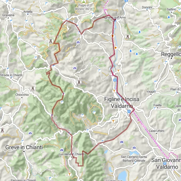 Miniatura mapy "Szlak Winny i Panoramiczny" - trasy rowerowej w Toscana, Italy. Wygenerowane przez planer tras rowerowych Tarmacs.app