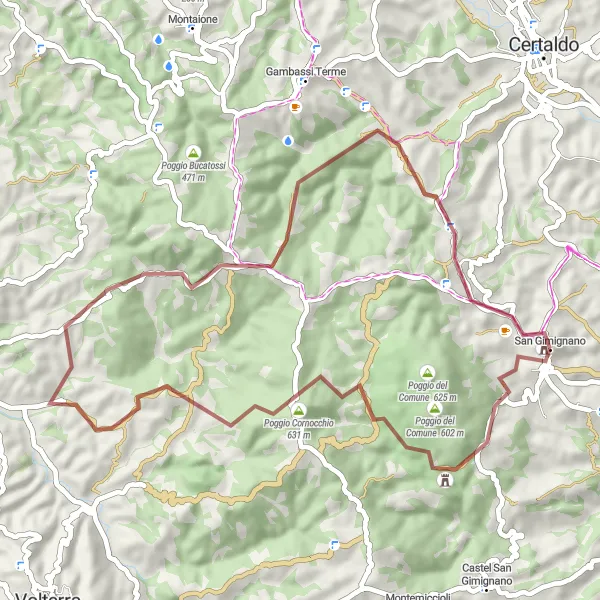 Miniatuurkaart van de fietsinspiratie "Ontdekkingstocht door Toscane" in Toscana, Italy. Gemaakt door de Tarmacs.app fietsrouteplanner