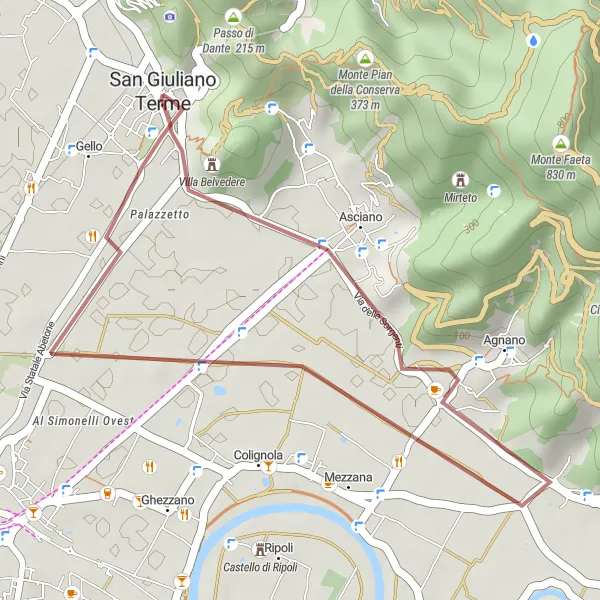 Miniatua del mapa de inspiración ciclista "Ruta Corta a Spuntone" en Toscana, Italy. Generado por Tarmacs.app planificador de rutas ciclistas