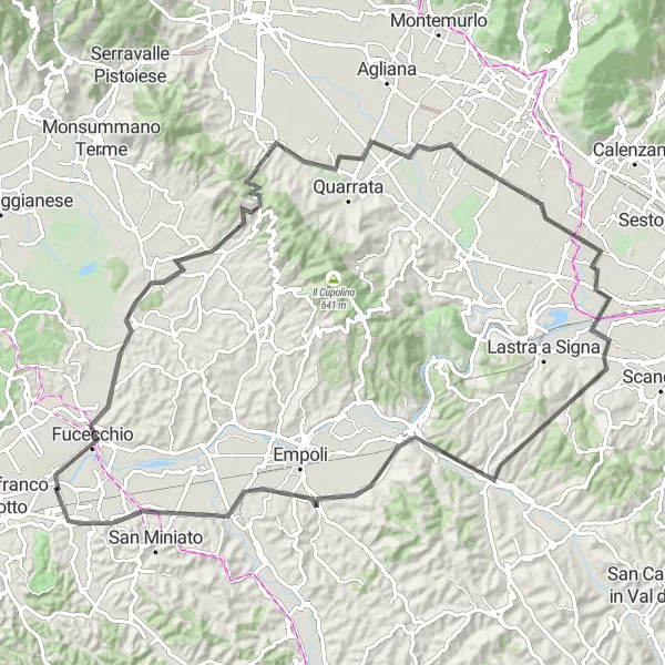 Miniaturní mapa "Okruh Santa Croce sull'Arno - Poggio Mulettino" inspirace pro cyklisty v oblasti Toscana, Italy. Vytvořeno pomocí plánovače tras Tarmacs.app