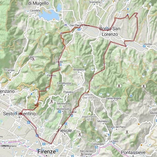 Map miniature of "Gravel Adventure in the Tuscan Hills" cycling inspiration in Toscana, Italy. Generated by Tarmacs.app cycling route planner