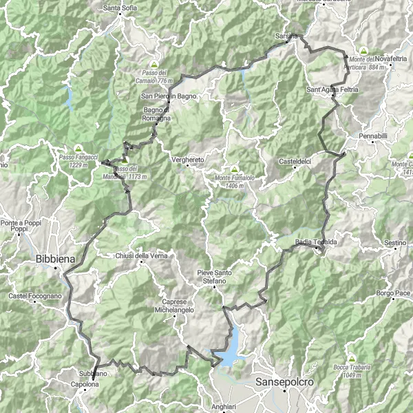 Map miniature of "Tuscany Adventure" cycling inspiration in Toscana, Italy. Generated by Tarmacs.app cycling route planner