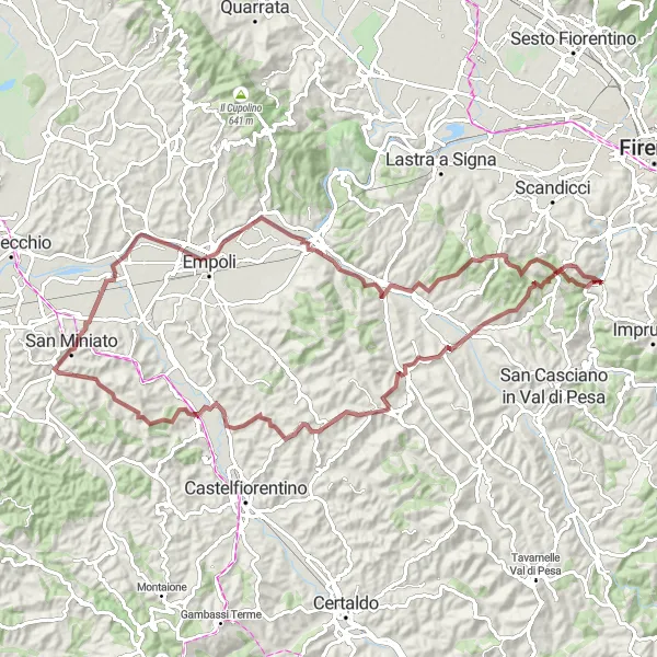 Mapa miniatúra "Gravel Tour Poggio delle Monache" cyklistická inšpirácia v Toscana, Italy. Vygenerované cyklistickým plánovačom trás Tarmacs.app