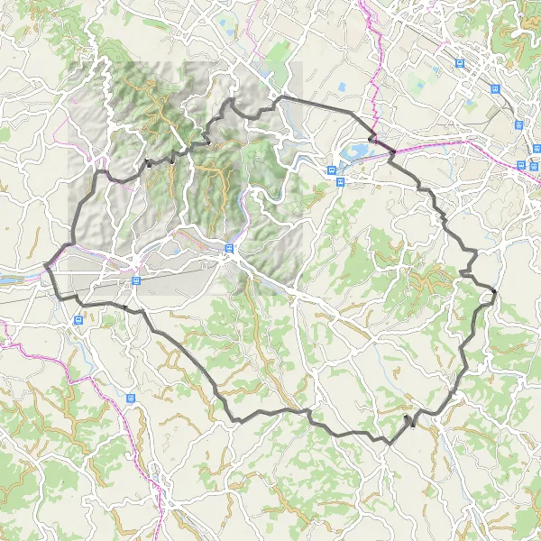 Miniatua del mapa de inspiración ciclista "Ruta panorámica por las colinas de Toscana" en Toscana, Italy. Generado por Tarmacs.app planificador de rutas ciclistas