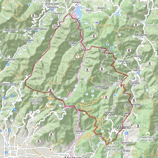 Miniaturní mapa "Gravelová trasa Monte Acuto" inspirace pro cyklisty v oblasti Toscana, Italy. Vytvořeno pomocí plánovače tras Tarmacs.app